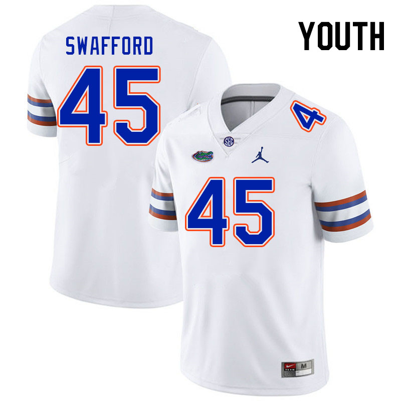 Youth #45 Layne Swafford Florida Gators College Football Jerseys Stitched Sale-White - Click Image to Close